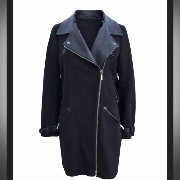 Barbour Jackets & Blazers - Barbour Black Wool Trench Coat Leather Collar Women's Size 4